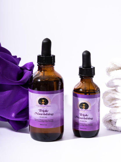 Our Signature Triple Nourishing Scalp Oil is great for all around scalp and hair health and growth.